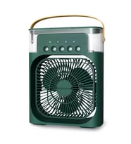 Taşınabilir Işıklı 5 Spreyli Vantilatör Buzlu Buharlı Vantilatör Mini Fan Nemlendirici 600Ml Su Hazneli Yeşil