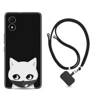 TCL 303 Kılıf Silikon Boyun Askılı İpli Desenli Silikon Pandemi Cat 1729