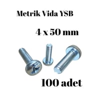Metrik Vida YSB 4X50  100 Adet Yıldız Silindir Başlı Vida