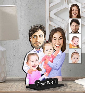Kişiye Özel 2 Boyutlu Aile  Ahşap Biblo-18
