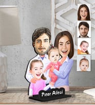 Kişiye Özel 2 Boyutlu Aile  Ahşap Biblo-18