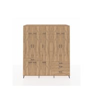Kronos Dolap 8 Raflı 4 Çekmeceli 3 Askılı 220x59x243 Çam-Çam/Çam