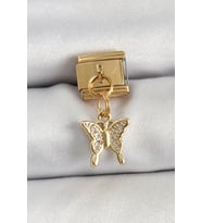 316L Çelik Sallantılı Zirkon Taşlı Model Gold Renk Nomination Charm TJ-BC1414