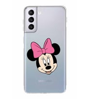 Samsung Galaxy S21 Plus  Kamera Korumalı Kapak Minnie Mouse Tasarımlı  Şeffaf Kılıf