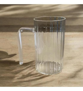 Kulplu Çizgli Desenli Cam Bardak - Kahve Meşrubat Bardağı 350 Ml