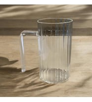 Kulplu Çizgli Desenli Cam Bardak - Kahve Meşrubat Bardağı 350 Ml