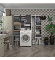 Kenzlife çamaşır makinesi dolabı hayzummega gri 180*156*55 banyo kiler çift kapaklı arkalıklı (Karışık)