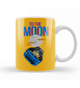 TO THE MOON DOGECAR Dogecoin Crypto Logo Merch Kupa Bardak Porselen
