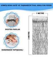 Gümüş Metalize Saçaklı Fon Perde