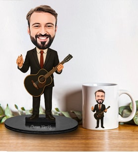 Kişiye Özel Müzik Öğretmeni Tasarımlı Karikatür Biblo Ve Kupa Hediye Seti 284