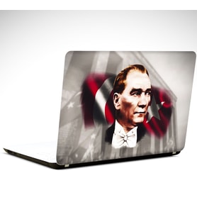 Bayrak ve Atatürk Laptop Sticker 19 inch (40,5X27CM)