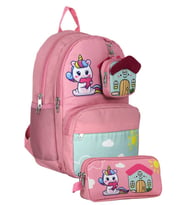 Cennec UMT5051+UMT5053 Sırt Çantası ve Kalemlik Seti (Pembe Yeşil - Unicorn - Kız Çocuk)