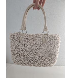 Puffy, Taş Rengi, Handmade, Peluş, Kadın El Çantası