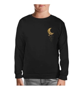 Uzay - Aydan Düşen Yıldızlar Siyah Çocuk Sweatshirt
