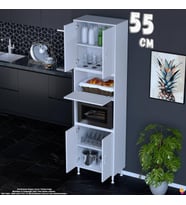 Eliusta Işıl 55 cm Mikrodalga/Fırın Dolabı Kapaklı Orta Bölmeli Çok Amaçlı Kiler Banyo Dolabı 55x213x32 cm