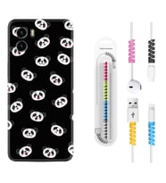 Vivo Y15S Y32 Y33S Y51 Y53S Kılıf Kablo Koruma Spiral Silikon Panda Suratları 1773