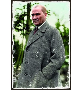 Atatürk Dekoratif Retro Mdf Tablo ( Çerçeve Görünümlü )