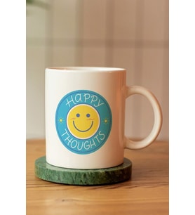 Özel Tasarım Happy Thoughts Baskılı Seramik Kahve Çay Kupası