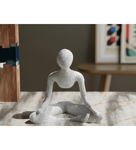 Ev Dekorasyon Yoga Yapan Fiğür Mini Heykelcik beyaz Renk