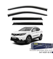 Niken Nissan Qashqai 2014- Kromlu Cam Rüzgarlığı 4 LÜ (Siyah)