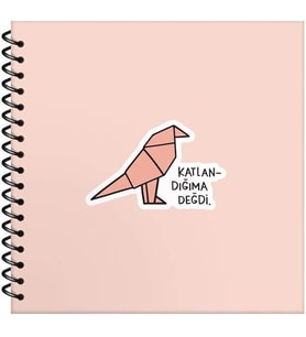 Hisli Şeyler 50 Yaprak Çizgili Sert Kapak Stickerli Defter, Katlandığıma Değdi, 16x15cm