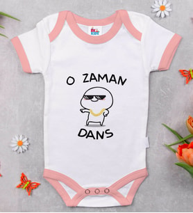 BK Kids O Zaman Dans Tasarımlı Pembe Bebek Body Zıbın-1