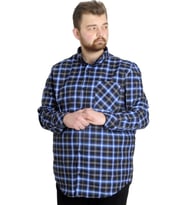 Mode XL Büyük Beden Erkek Gömlek Ekose Uzun Kollu 23300 Siyah