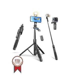 153cm Tripod Selfie Çubuğu, Android ve iOS uyumlu, Kumandalı