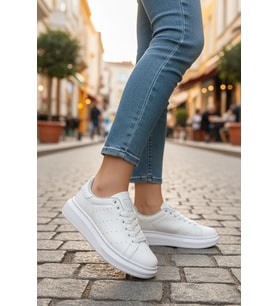 Enoch Kadın Siyah Platform Tabanlı Sneaker Ortopedik Günlük Rahat Spor Ayakkabı