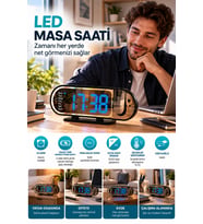 Lexroo Modern Dijital LED Masa Saati Alarm Özellikli 12 24 Saat Seçenekli Sıcaklık Göstergeli Ekran
