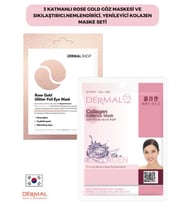 Dermal 3 Katmanlı Rose Göz Maskesi ve Sıkılaştırıcı Nemlendirici Yenileyici Kolajen Maskesi Seti