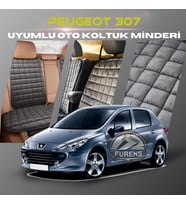Peugeot 307 Antrasit Renk Tay Tüyü Cepli & Terletmez Sırtlı Oto Koltuk Minder Seti - Koltuk Koruma Kılıfı (ÖN & ARKA TAM SET)