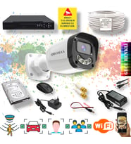 1 Kameralı Set - Yapay Zeka Özellikli Gece Renkli Gösteren 5MP SONY Lensli 4 Ultra Warm Ledli FULLHD Güvenlik Kamerası Seti 2304W-104