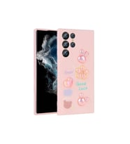 Samsung Galaxy S22 Ultra Uyumlu Kılıf Kabartma Figürlü Parlak Zore Toys Silikon Kapak (Pembe)