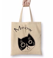 Cat Meow Kedi Bez Çanta Uzun Saplı