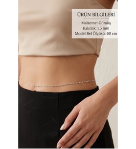 60cm Silver Lip (Dudak) Zincirli Çelik Bel Takısı Glorius Serisi