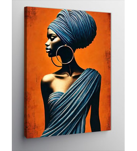 Kanvas Tablo Turuncu Tonlarda Afrikalı Kadın