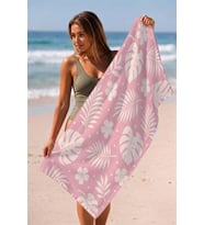 Valerine Life Plaj Havlusu 70x140cm Havuz Spa Sauna Spor Pamuklu Emici Pembe Tropik Çiçek