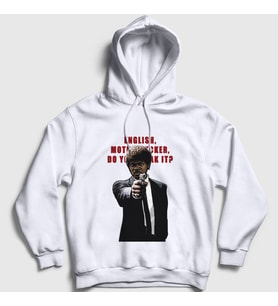 Presmono Unisex Beyaz English Film Pulp Fiction Kapüşonlu Sweatshirt 249037tt