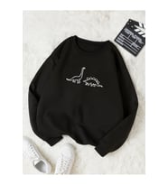 Unisex Dinazor Baskılı Oversize Sweatshirt (Siyah)