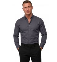 DeepSEA Füme Slim Fit Likralı Kolay Ütülenebilir Gizli Düğmeli Erkek Gömlek 2602614