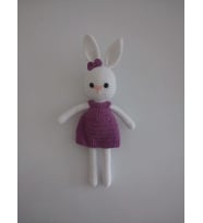 Mor Elbiseli Tavşan Amigurumi Organik Oyuncak