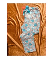 Çiçek Motifli Kışlık Pijama Altı (Beyaz)