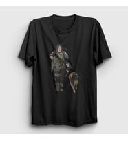 Presmono Unisex Beyaz Daryl Dixon V3 The Walking Dead T-Shirt 520833tt (Siyah)