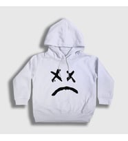 Presmono Unisex Çocuk Beyaz Sad Face Lil Peep Kapüşonlu Sweatshirt 37985tt (Beyaz)