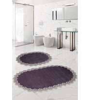 Venüs Gri 2'li Dantelli Banyo Paspası Seti Çeyizlik Kaymaz Tabanlı Yıkanabilir 