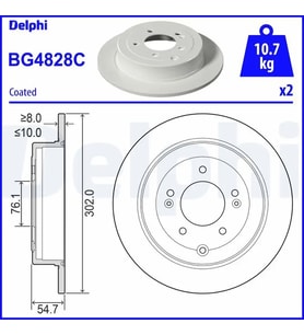 DELPHI BG4828C Arka Fren Diski 58411D3000 58411D7000 (2 Adet Fiyatıdır)