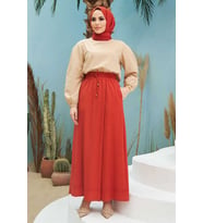 1155-Acelina Pantolon Etek Kiremit