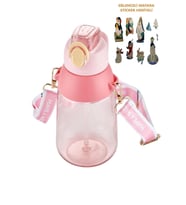 Vagonlife Boyun Askılı Pipetli Kilitli Kapak 800 Ml Okul Su Matarası (Karışık Renk 1 Adet)