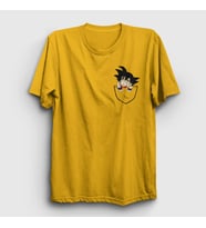 Presmono Unisex Sarı Pocket Goku Anime Dragon Ball T-Shirt 236590tt (Sarı)
